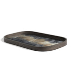 Ethnicraft Glass Tray Brass Brown Black Mettalic Stained