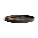 Ethnicraft Glass Round Tray Organic Bronze graphite metallic Stained