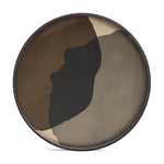 Ethnicraft Glass Round Tray Combined dots graphite slate Stained